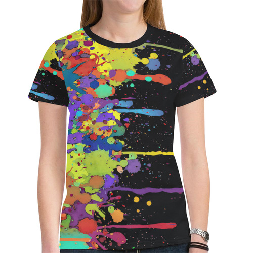 Crazy Multicolored Running Splashes II New All Over Print T-shirt for Women (Model T45)