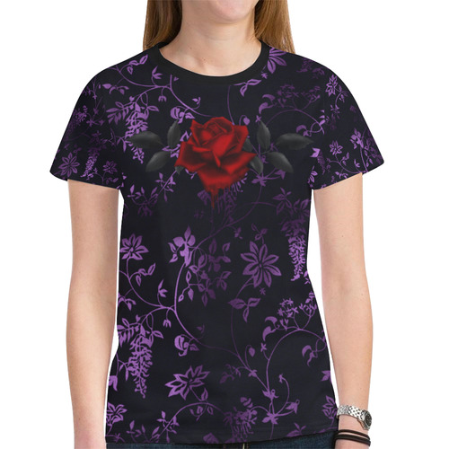 Dark Gothic Rose New All Over Print T-shirt for Women (Model T45)