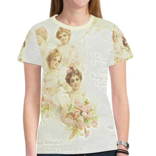 Vintage painting of bridemaids New All Over Print T-shirt for Women (Model T45)