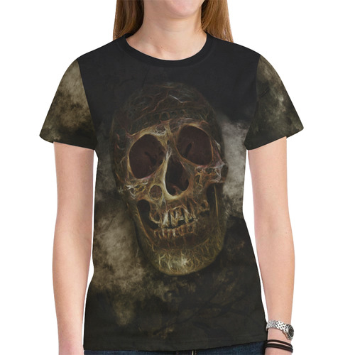 Mysterious  Golden Skull New All Over Print T-shirt for Women (Model T45)