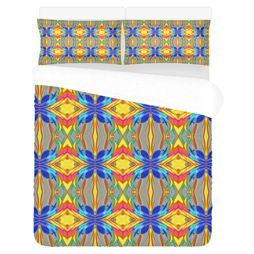 Abstract Colorful Ornament A 3-Piece Bedding Set