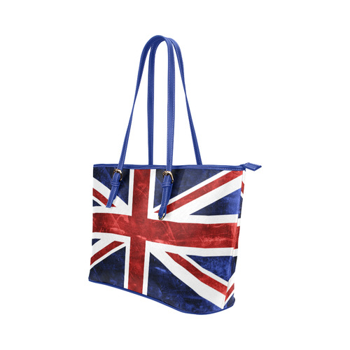 Grunge Union Jack Flag Leather Tote Bag/Large (Model 1651)