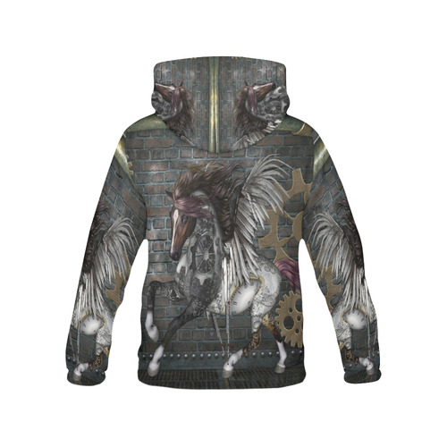Steampunk, awesome steampunk horse with wings All Over Print Hoodie for Men/Large Size (USA Size) (Model H13)