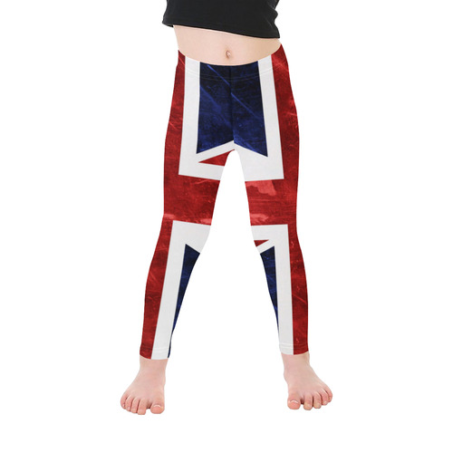 Grunge Union Jack Flag Kid's Ankle Length Leggings (Model L06)