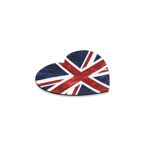 Grunge Union Jack Flag Heart Coaster