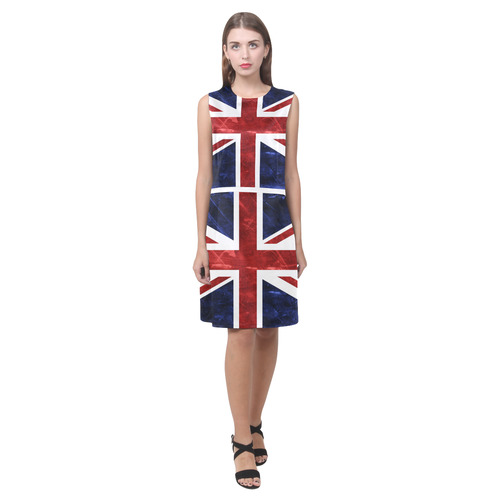 Grunge Union Jack Flag Eos Women's Sleeveless Dress (Model D01)