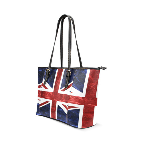 Grunge Union Jack Flag Leather Tote Bag/Small (Model 1640)