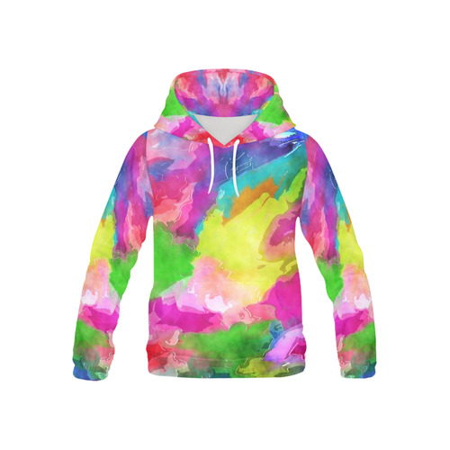 Vibrant Watercolor Ink Blend All Over Print Hoodie for Kid (USA Size) (Model H13)
