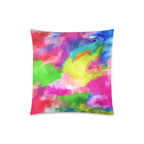 Vibrant Watercolor Ink Blend Custom Zippered Pillow Case 18"x18"(Twin Sides)