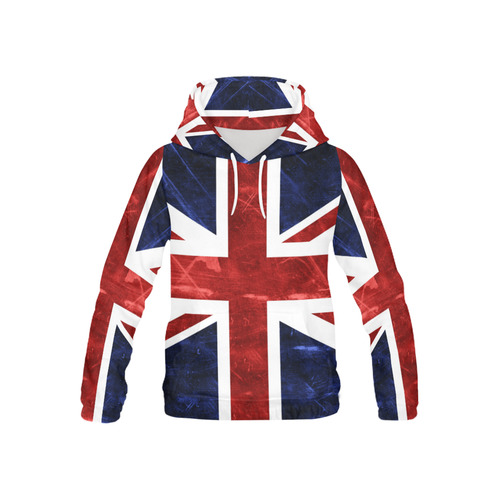 Grunge Union Jack Flag All Over Print Hoodie for Kid (USA Size) (Model H13)