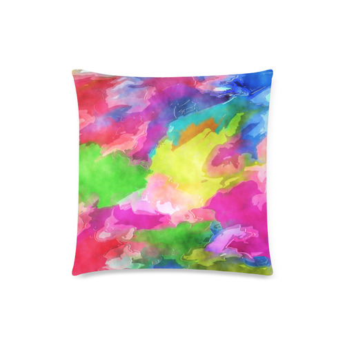 Vibrant Watercolor Ink Blend Custom Zippered Pillow Case 18"x18"(Twin Sides)