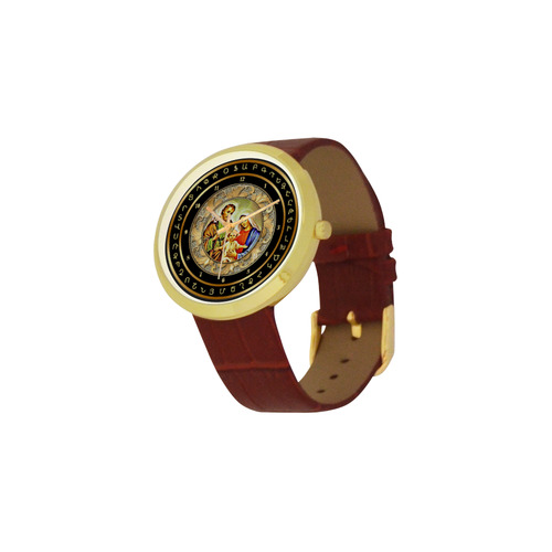 Christmas Women's Golden Leather Strap Watch(Model 212)