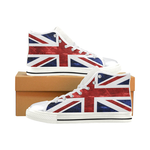 Grunge Union Jack Flag High Top Canvas Shoes for Kid (Model 017)