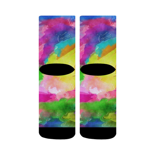 Vibrant Watercolor Ink Blend Crew Socks