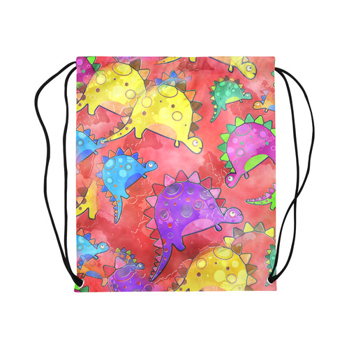 Watercolor Stegosaurus Dinosaur Print Large Drawstring Bag Model 1604 (Twin Sides)  16.5"(W) * 19.3"(H)