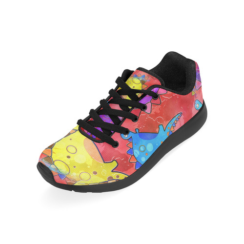 Watercolor Stegosaurus Dinosaur Print Kid's Running Shoes (Model 020)