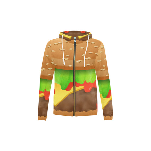 Close Encounters of the Cheeseburger All Over Print Full Zip Hoodie for Kid (Model H14)