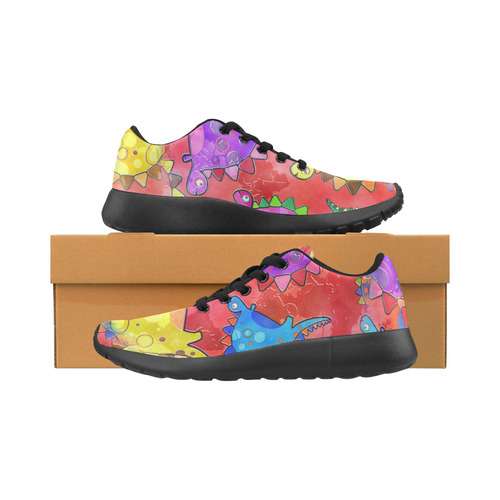 Watercolor Stegosaurus Dinosaur Print Kid's Running Shoes (Model 020)