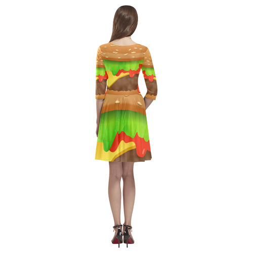 Close Encounters of the Cheeseburger Tethys Half-Sleeve Skater Dress(Model D20)