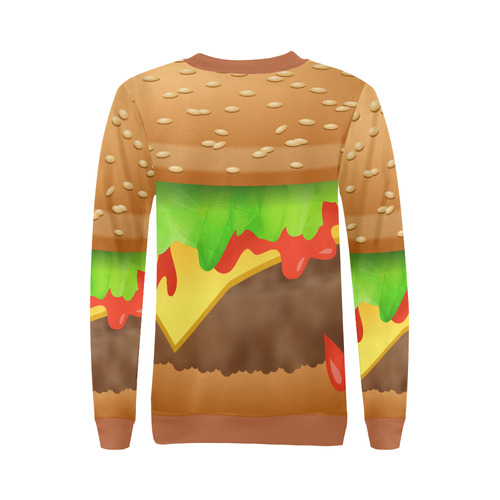 Close Encounters of the Cheeseburger All Over Print Crewneck Sweatshirt for Women (Model H18)