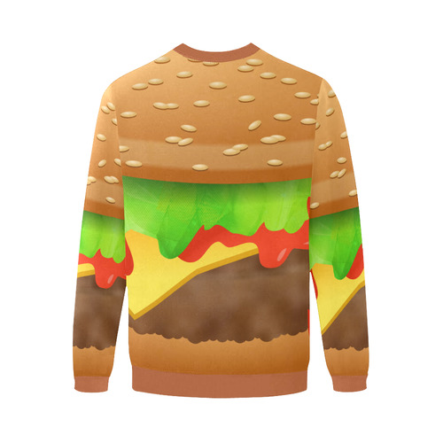 Close Encounters of the Cheeseburger Men's Oversized Fleece Crew Sweatshirt/Large Size(Model H18)