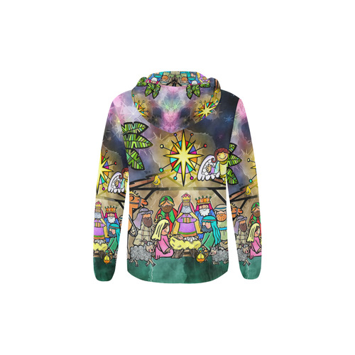 Watercolor Christmas Nativity Painting All Over Print Full Zip Hoodie for Kid (Model H14)