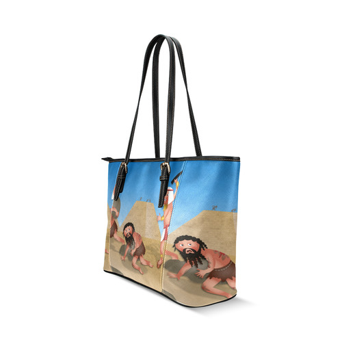 Jewish Slaves in Egypt Leather Tote Bag/Small (Model 1640)