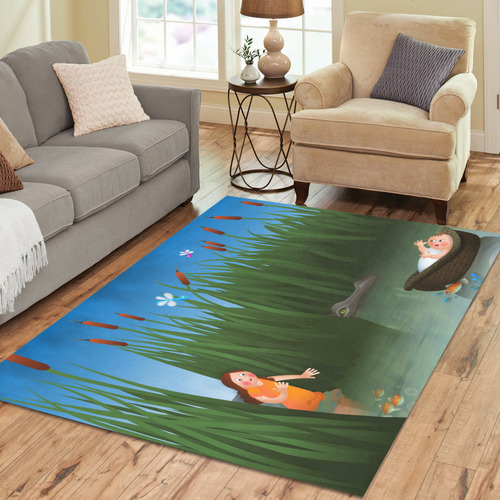 Baby Moses on the River Nile Area Rug7'x5'