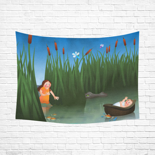 Baby Moses on the River Nile Cotton Linen Wall Tapestry 80"x 60"