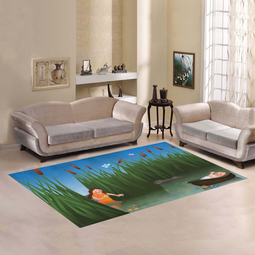 Baby Moses on the River Nile Area Rug7'x5'