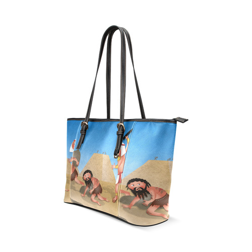 Jewish Slaves in Egypt Leather Tote Bag/Small (Model 1640)