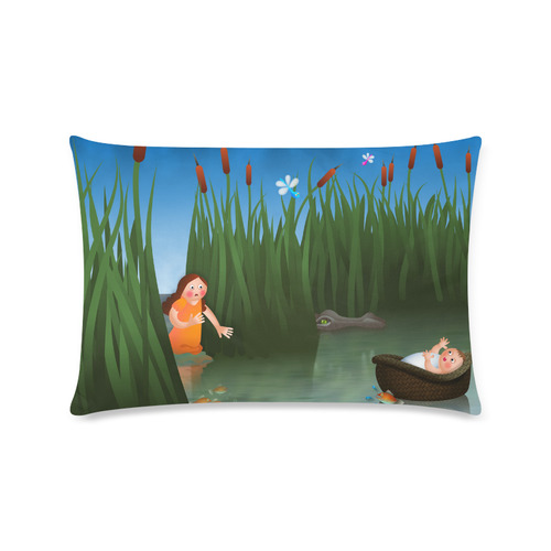 Baby Moses on the River Nile Custom Rectangle Pillow Case 16"x24" (one side)