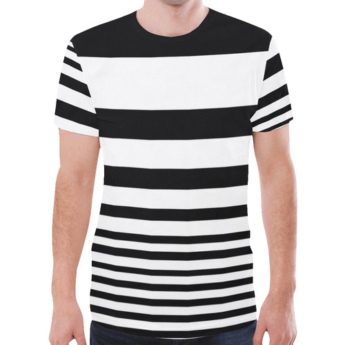 Black & White Bars New All Over Print T-shirt for Men (Model T45)