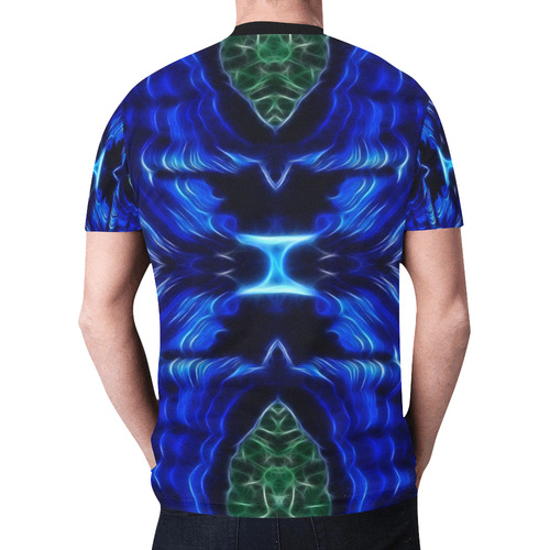 Darkblue-lightblue Lines in move New All Over Print T-shirt for Men (Model T45)