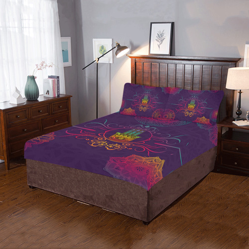 Hamsa Colorful Mandala 3-Piece Bedding Set