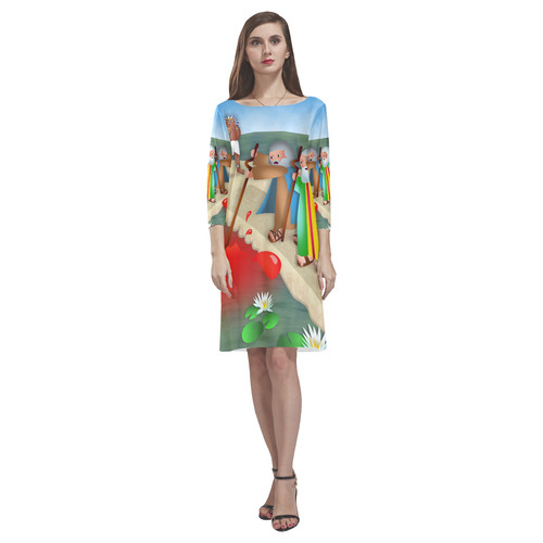 Passover & The Plague of Blood Rhea Loose Round Neck Dress(Model D22)