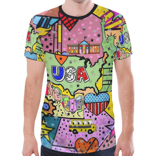USA Popart by Nico Bielow New All Over Print T-shirt for Men (Model T45)