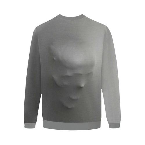 Break Through Creepy Skull Men's Oversized Fleece Crew Sweatshirt (Model H18)