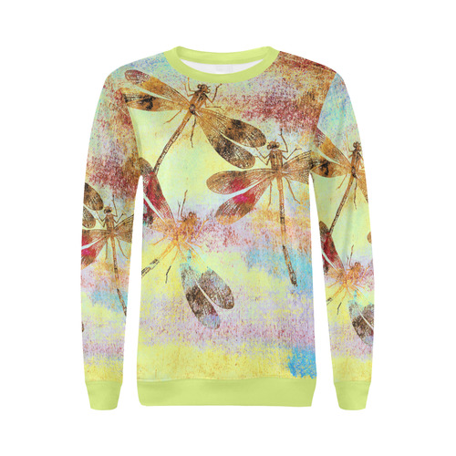 Mauritius Vintage Dragonflies Colours W All Over Print Crewneck Sweatshirt for Women (Model H18)