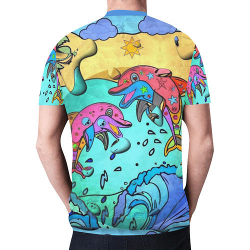Dolphin Popart by Nico Bielow New All Over Print T-shirt for Men (Model T45)