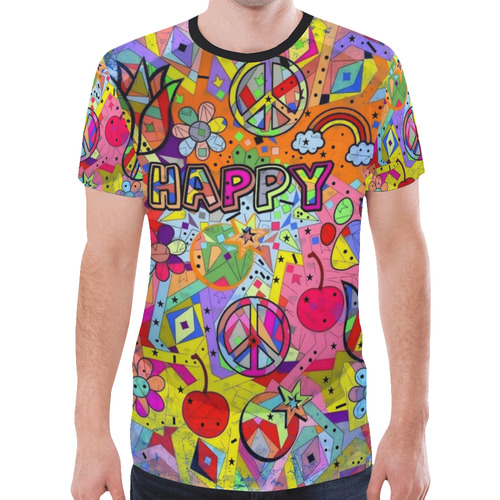 Happy Popart by Nico Bielow New All Over Print T-shirt for Men (Model T45)