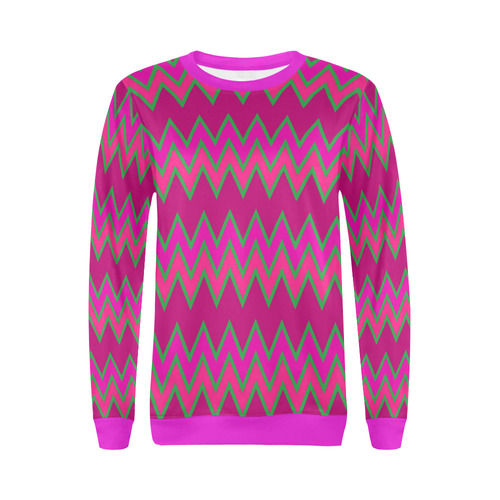Chevron Colours QQ All Over Print Crewneck Sweatshirt for Women (Model H18)