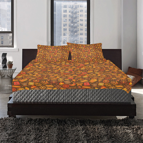 Ethno Pattern Orange 2 3-Piece Bedding Set