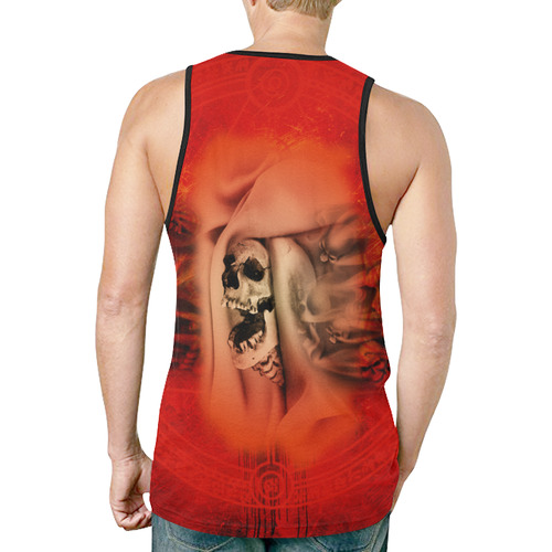 Creepy skulls on red background New All Over Print Tank Top for Men (Model T46)