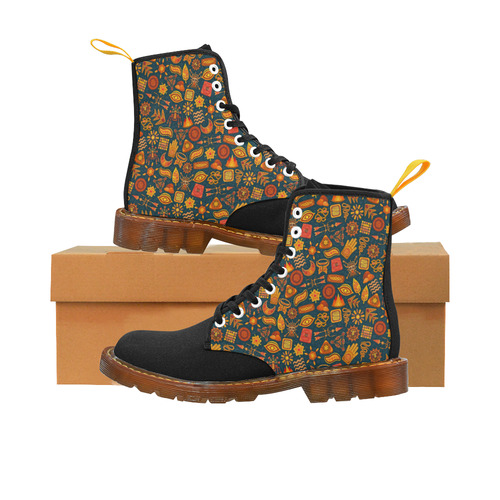 Ethno Pattern Green Orange 2 Martin Boots For Men Model 1203H