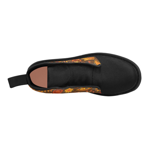 Ethno Pattern Orange Martin Boots for Women (Black) (Model 1203H)
