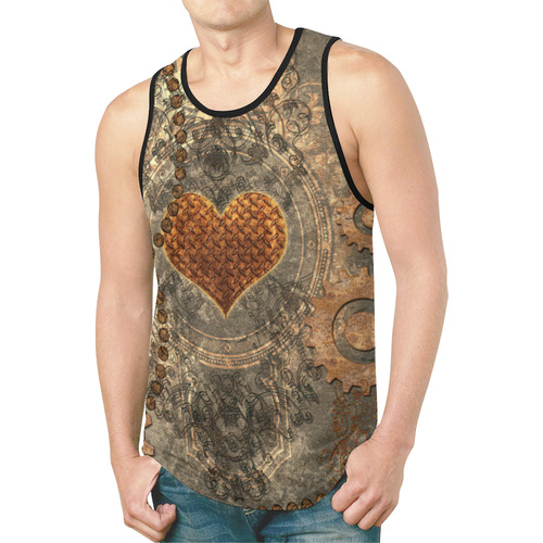 Steampuink, rusty heart with clocks and gears New All Over Print Tank Top for Men (Model T46)