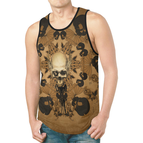 Skull with skull mandala on the background New All Over Print Tank Top for Men (Model T46)