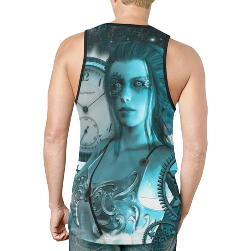 Steampunk lady, clocks and gears New All Over Print Tank Top for Men (Model T46)