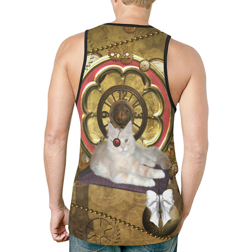Steampunk, awseome cat clacks and gears New All Over Print Tank Top for Men (Model T46)